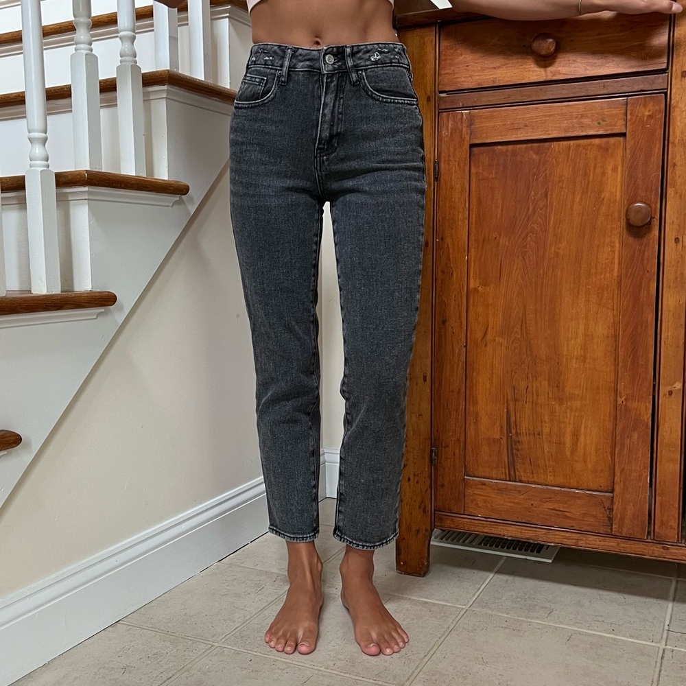 Black straight leg jeans